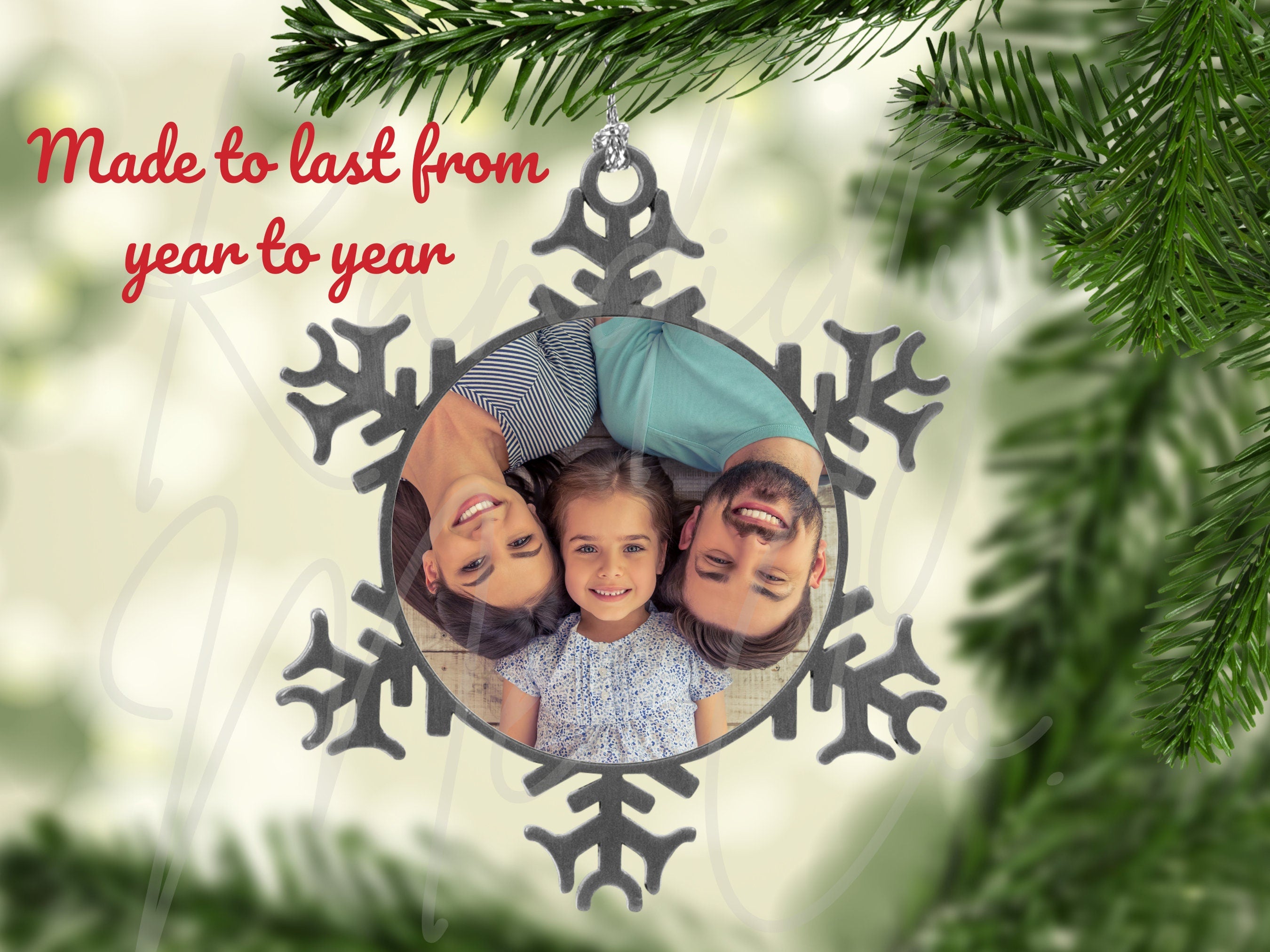 Photo Ornament - Pewter Snowflake Ornament - Custom Ornament - Family Ornament - Gifts for her - Christmas Ornament - Family Gifts