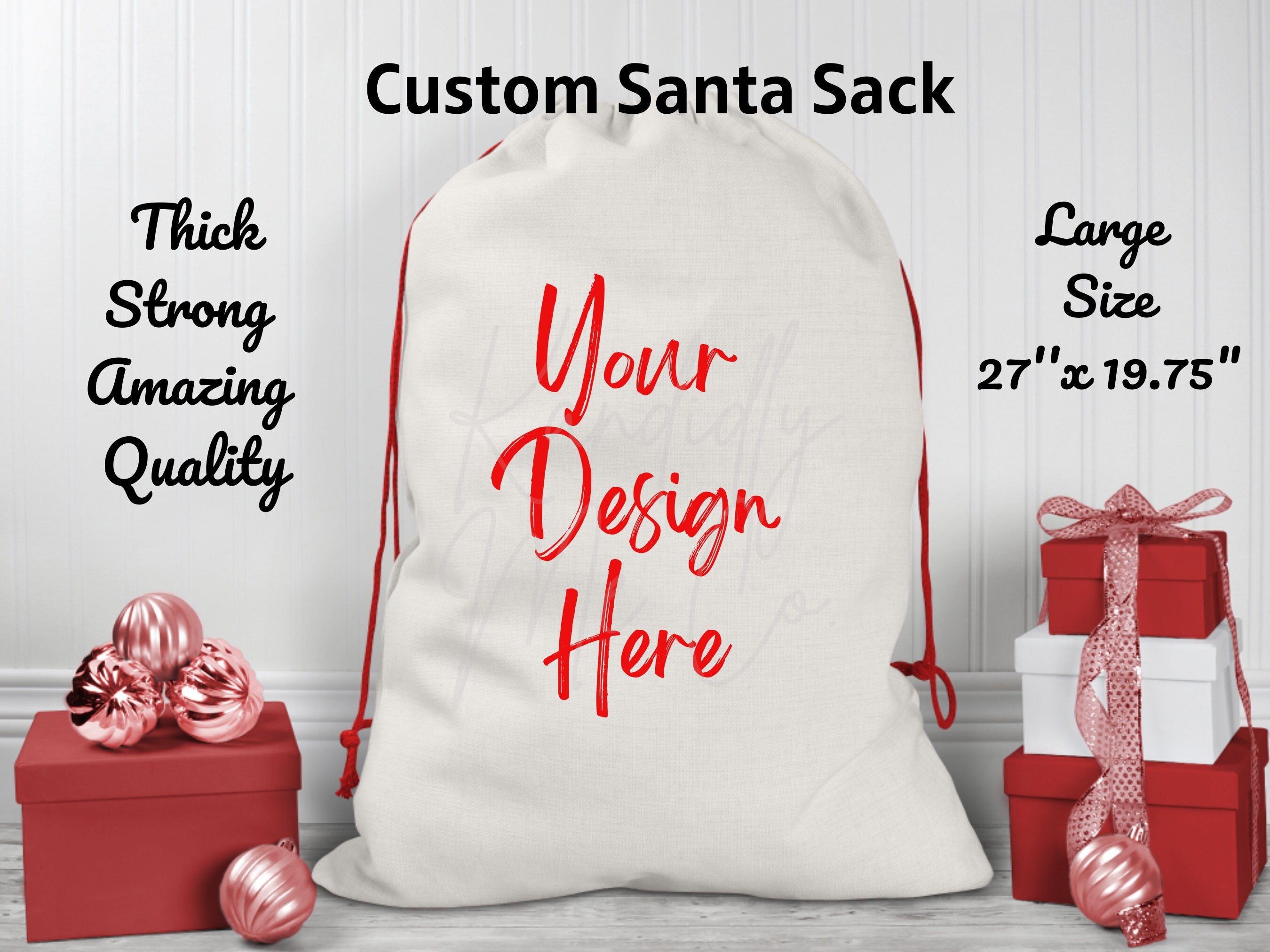 Custom Santa Sacks - Christmas Bags - Gift Wrapping Paper - Sustainable Gifts - Santa's Little Helper - Drawstring Bag