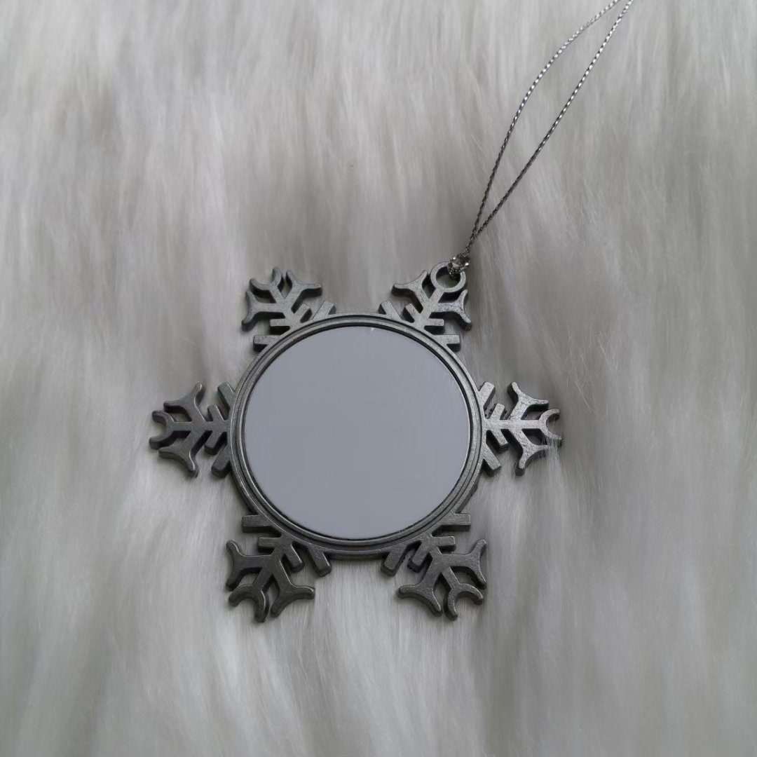 Photo Ornament - Pewter Snowflake Ornament - Custom Ornament - Family Ornament - Gifts for her - Christmas Ornament - Family Gifts