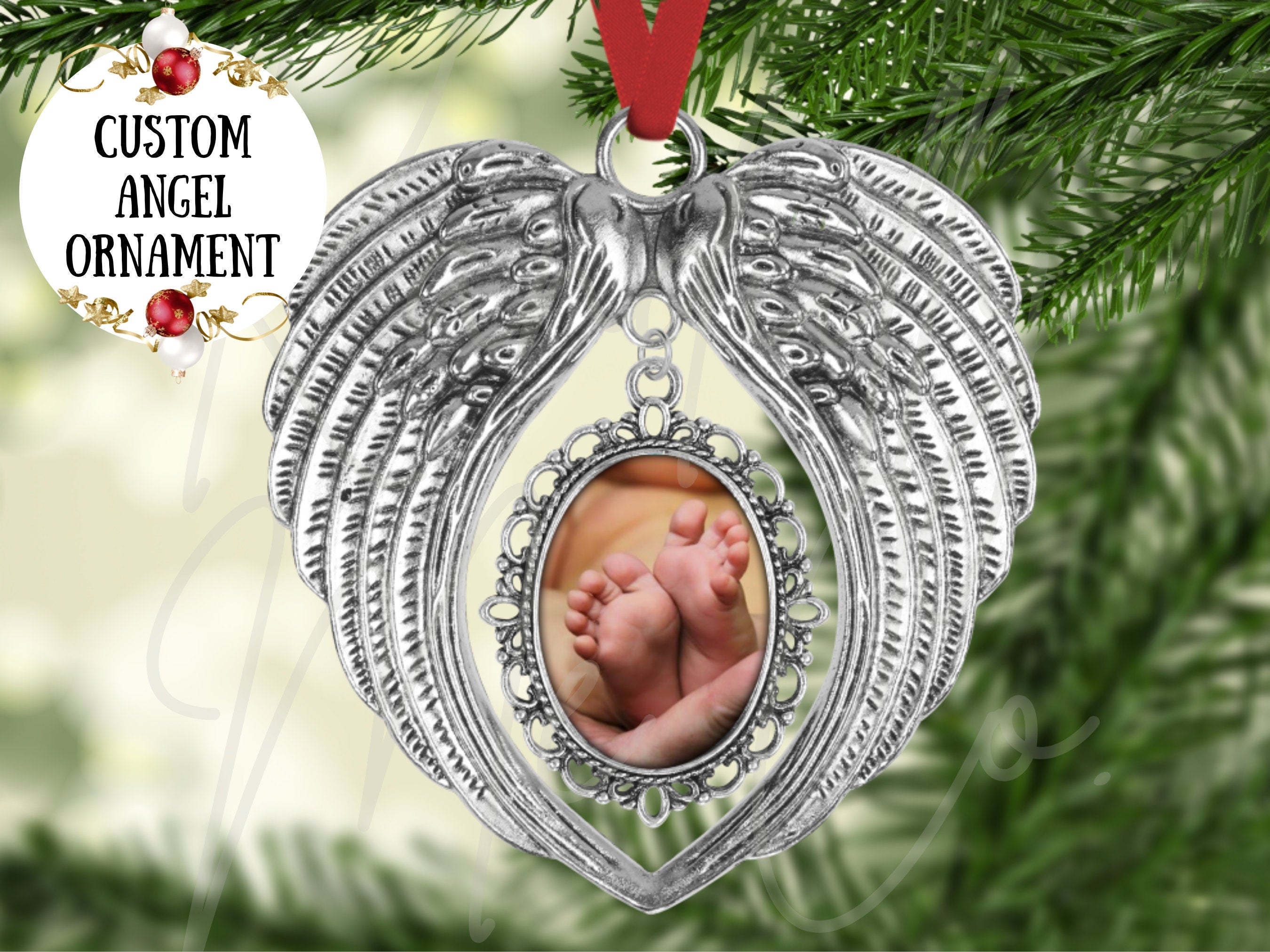 Angel Photo Ornament - Memorial Ornament - Custom Ornament - Family Ornament - Christmas Ornament - Family Gifts