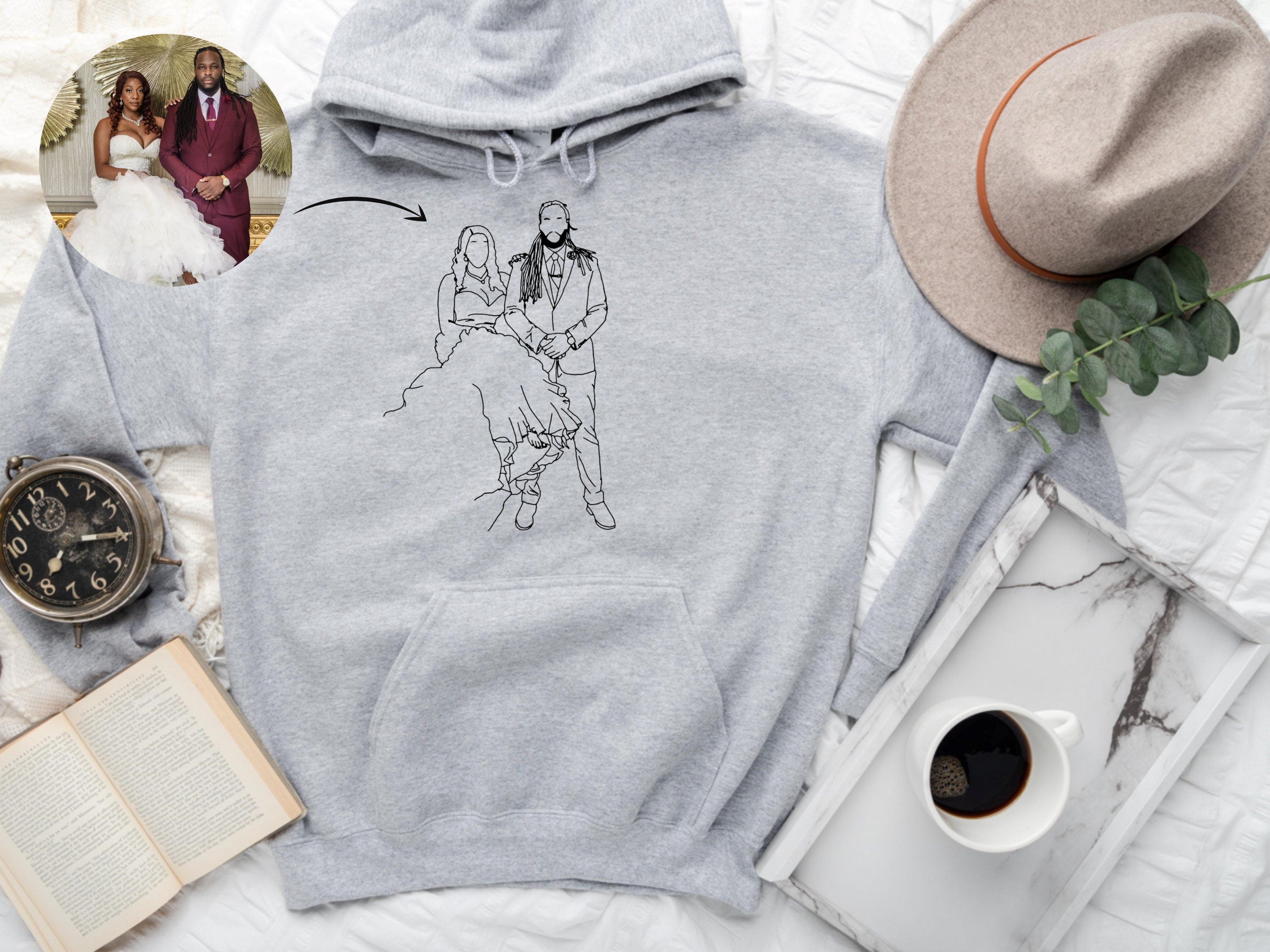 Portrait Hoodie with Vinyl - Portrait Sweatshirt - Picture Shirt - Crewneck - Picture Hoodie - Portrait - Personalized Mother's Day Gift