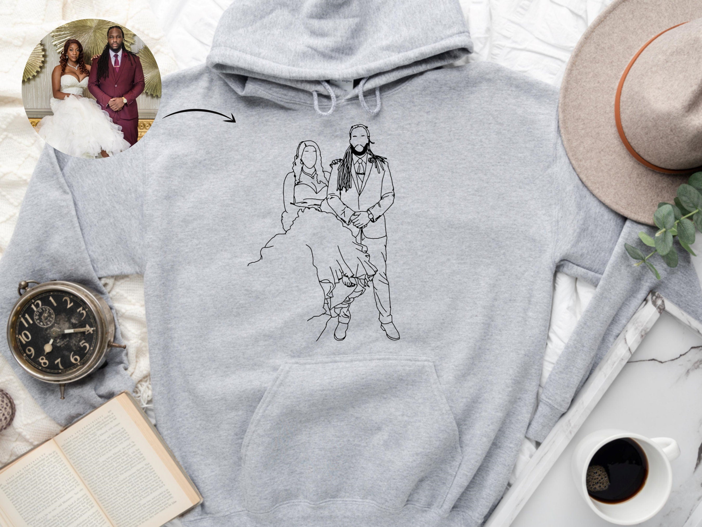 Portrait Hoodie with Vinyl - Portrait Sweatshirt - Picture Shirt - Crewneck - Picture Hoodie - Portrait - Personalized Mother's Day Gift