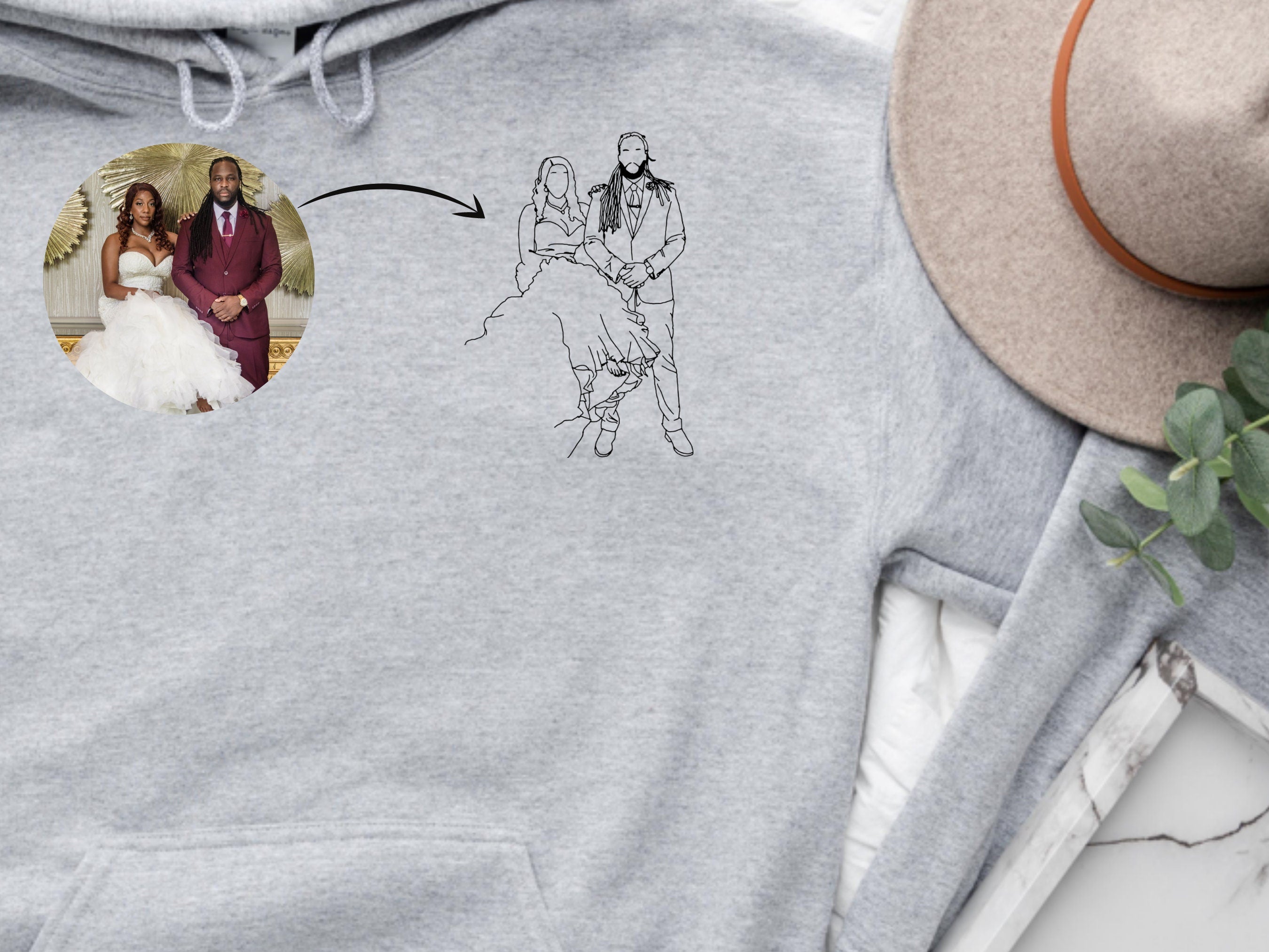 Embroidered Hoodie - Portrait Sweatshirt - Picture Shirt - Embroidery Crewneck - Picture Hoodie - Portrait - Personalized Mother's Day Gift