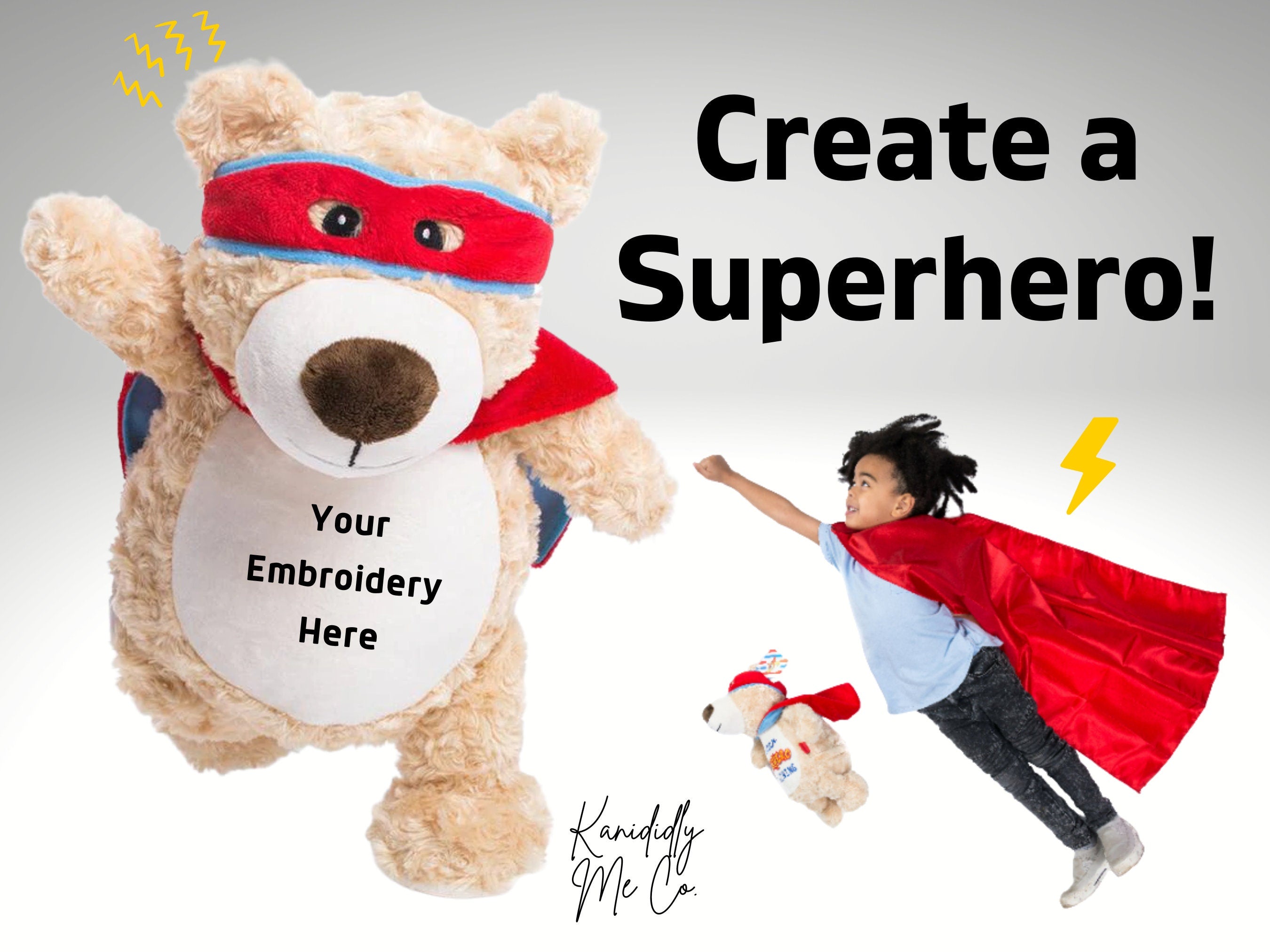 Superhero Custom - Embroidered Stuffed Animal - Cubbie - Birth Stats - Newborn Gift - Birth Announcement - Baby Gift - Christmas Gift