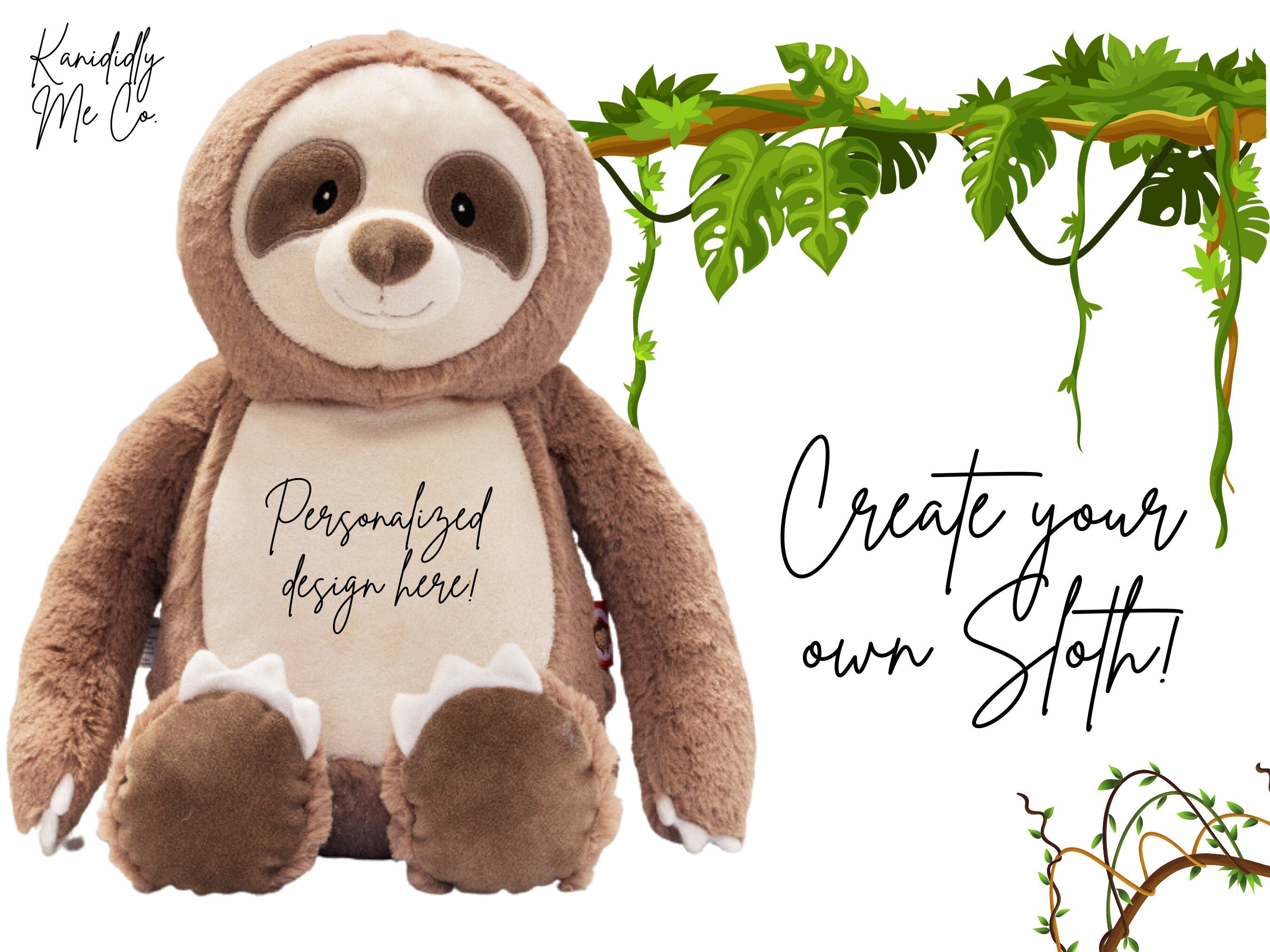 Sloth Custom - Embroidered Stuffed Animal - Cubbie - Birth Stats - Newborn Gift - Birth Announcement - Baby Gift - Christmas Gift