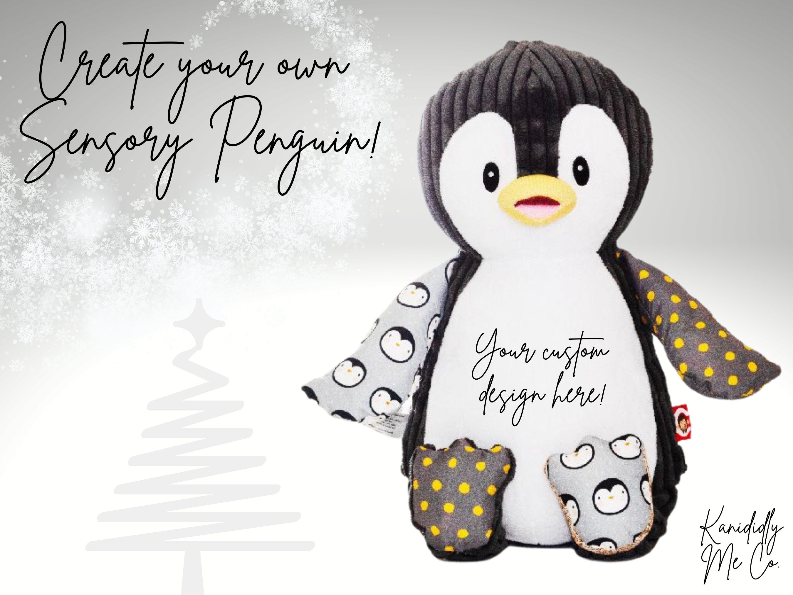 Sensory Penguin Custom - Embroidered Stuffed Animal - Cubbie - Birth Stats - Newborn Gift - Birth Announcement - Baby Gift - Christmas Gift