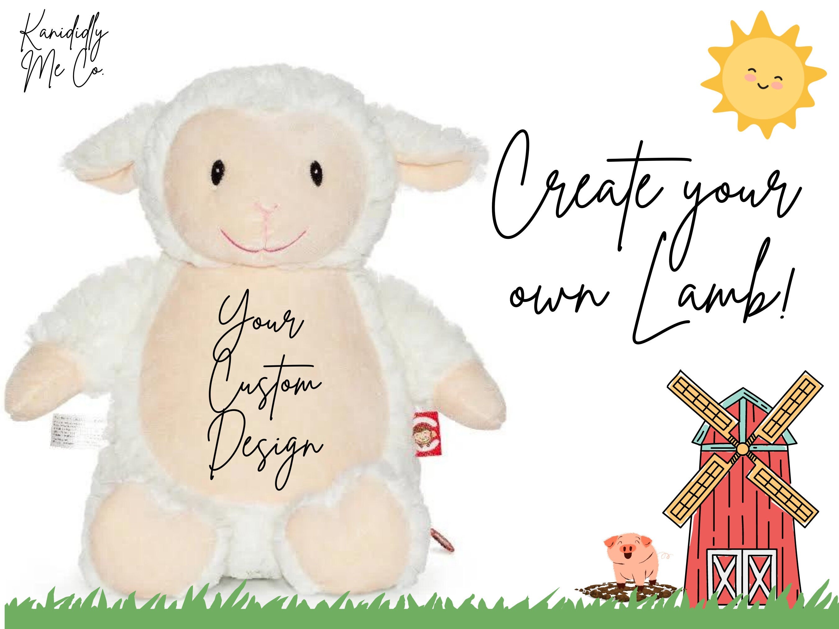 Lamb Custom - Embroidered Stuffed Animal - Cubbie - Newborn Gift - Birth Announcement - Baby Gift - Christmas Gift