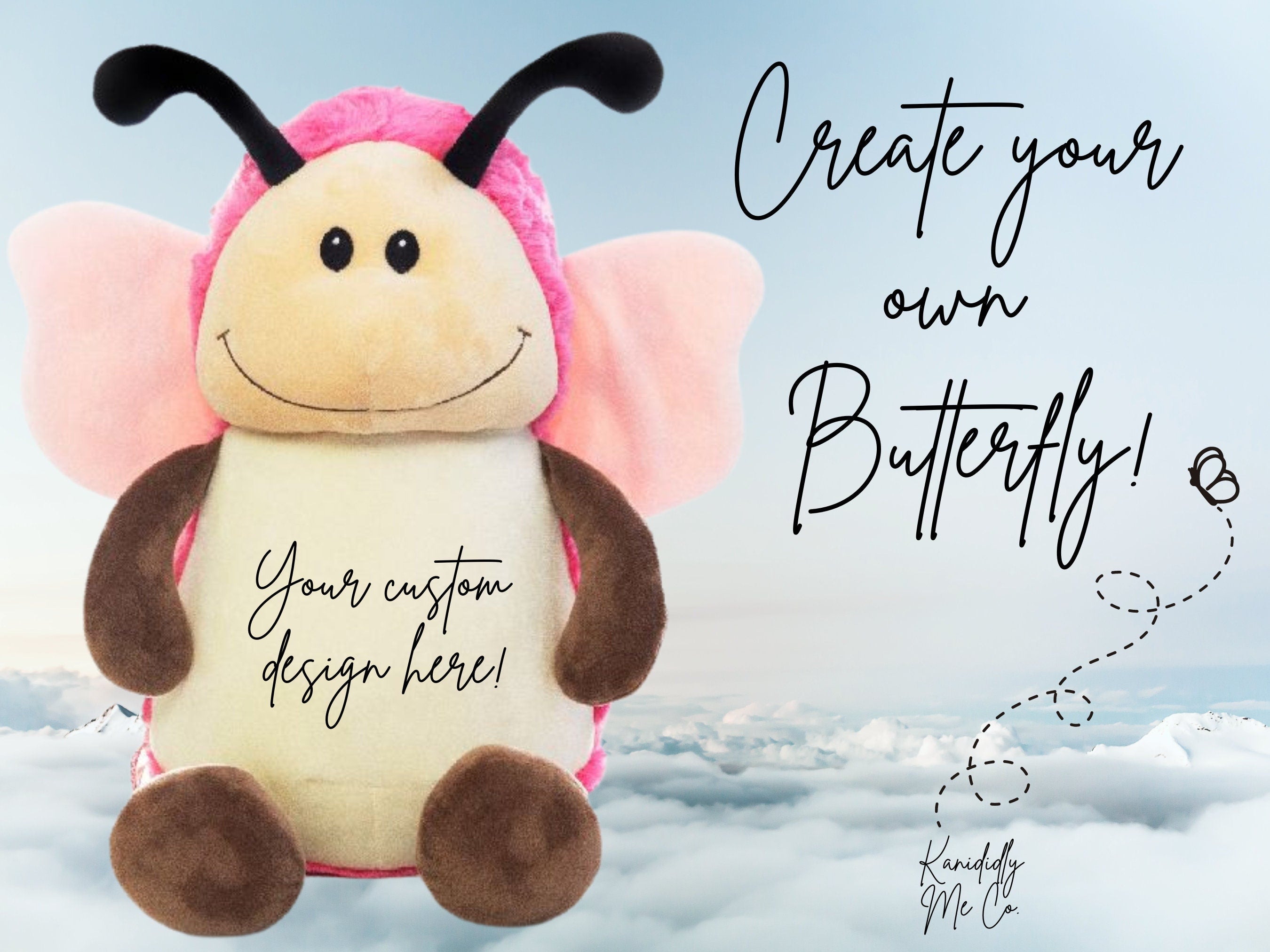 Butterfly Custom - Embroidered Stuffed Animal - Cubbie - Birth Stats - Newborn Gift - Birth Announcement - Baby Gift - Christmas Gift