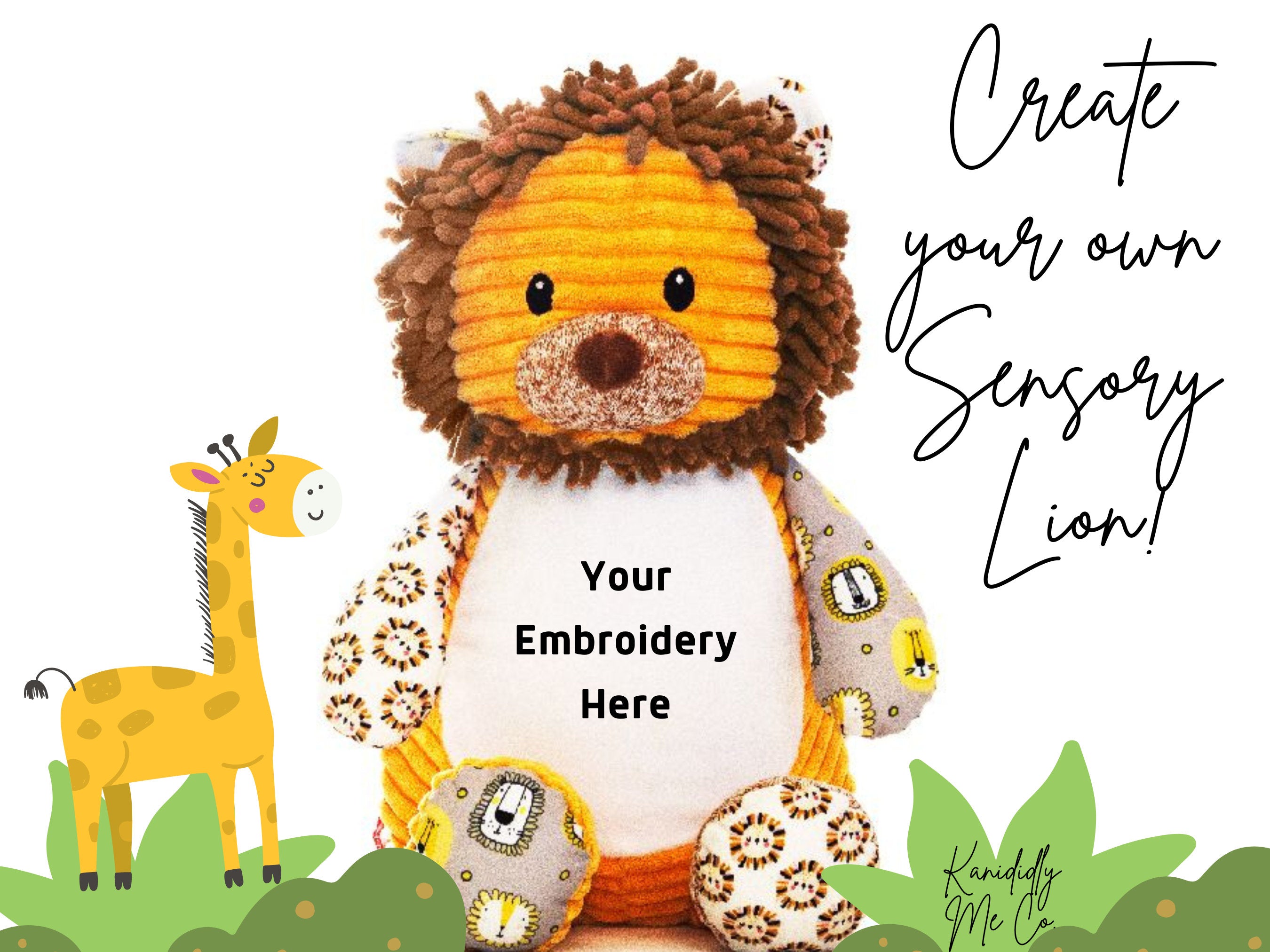 Sensory Lion Custom - Embroidered Stuffed Animal - Cubbie - Birth Stats - Newborn Gift - Birth Announcement - Baby Gift - Christmas Gift