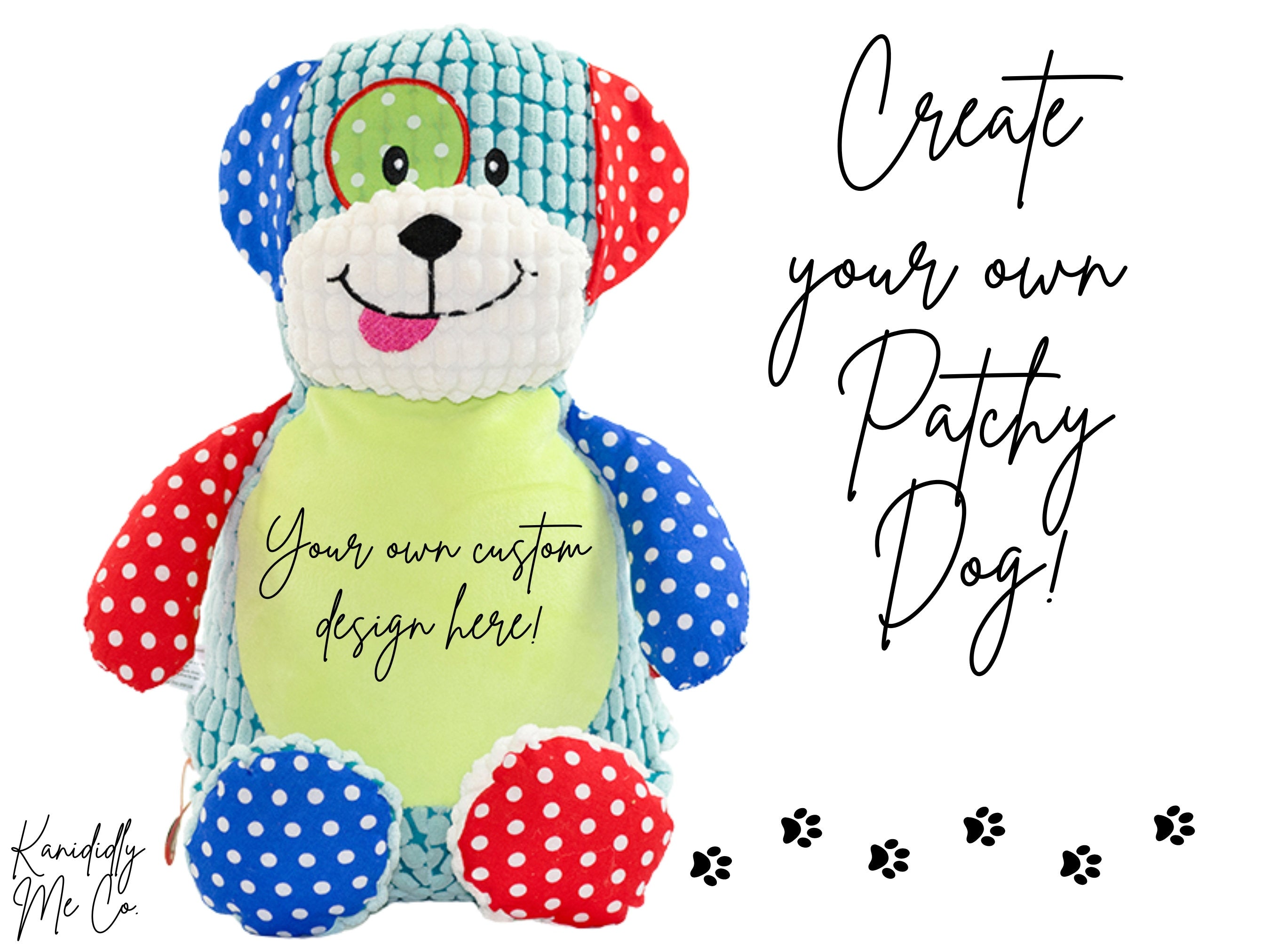 Mr. Patch Dog Custom - Embroidered Stuffed Animal - Cubbie - Birth Stats - Newborn Gift - Birth Announcement - Baby Gift - Christmas Gift